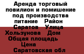 Аренда торговый повилион и помишение под производства питание › Район ­ Саратов › Улица ­ Хользунова › Дом ­ 62 › Общая площадь ­ 15 › Цена ­ 15 000 - Саратовская обл. Недвижимость » Помещения аренда   . Саратовская обл.